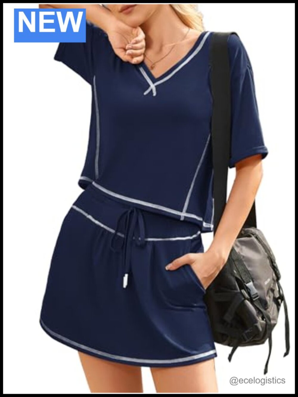 2 Piece Lounge Set Skirt Set with Built-In Shorts